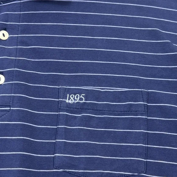 Peter Millar Polo Shirt Mens XL Blue Striped Mountainside Collection Pocket - Picture 4 of 10